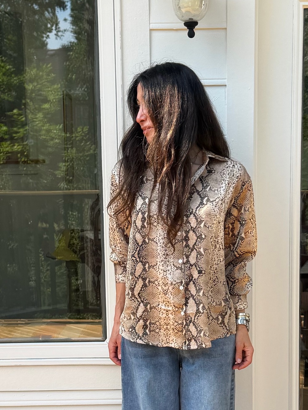 FROM PARIS FRANCE Boho snakeskin print blouse - Picture 5 of 5